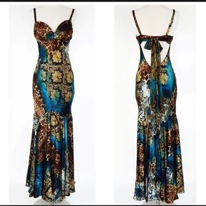 Cache • NEW Leopard Floral Empire Silk Gown Dress